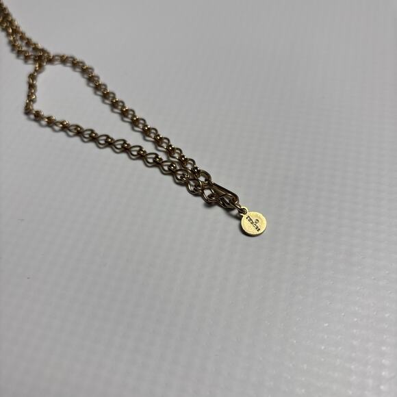 Vintage Emmons‎ Necklace Pendant Brooch Art Deco Enamel Green Coral Gold Tone - Picture 5 of 7